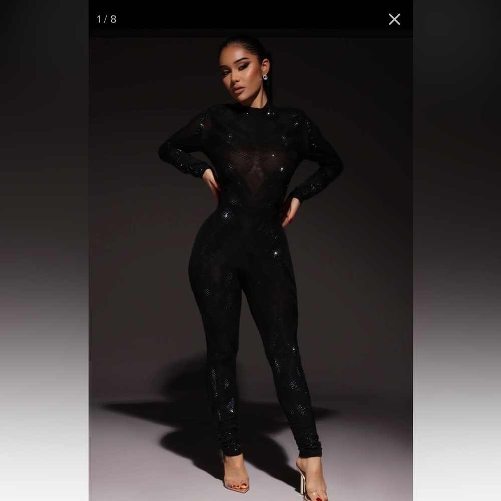 Fashion Nova embellished real crystal jumpsuit.